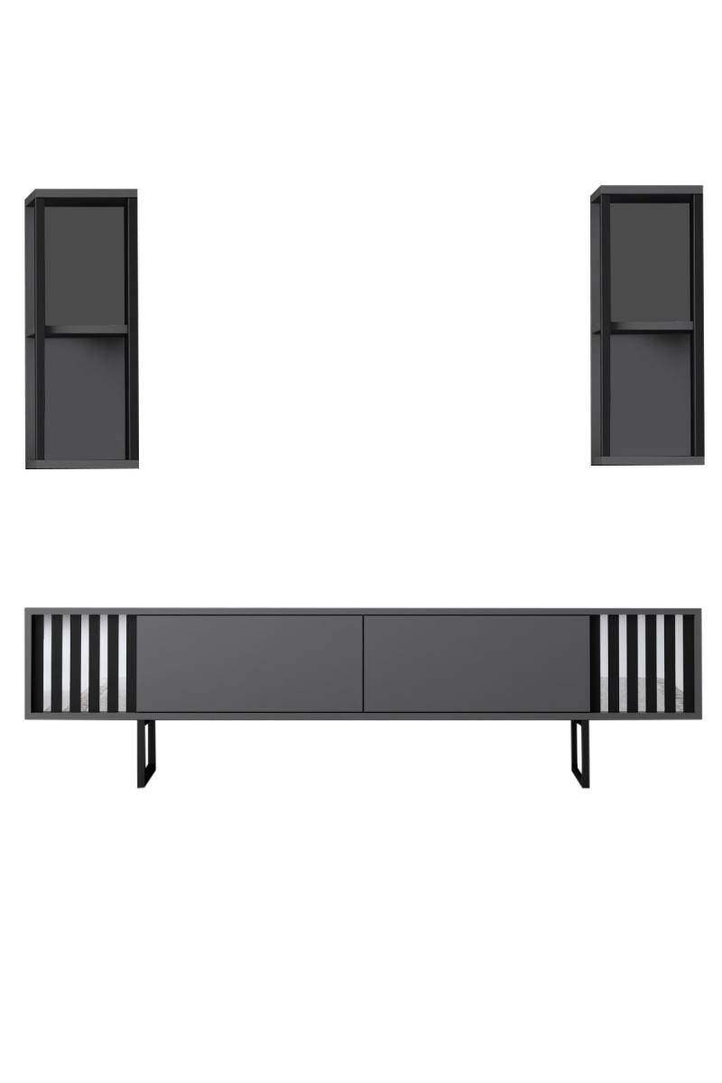 NORDVÄRK Chrome Line TV-bord og 2 væghylder, produktbillede 3 af 8, TV-borde hos HomeNordic