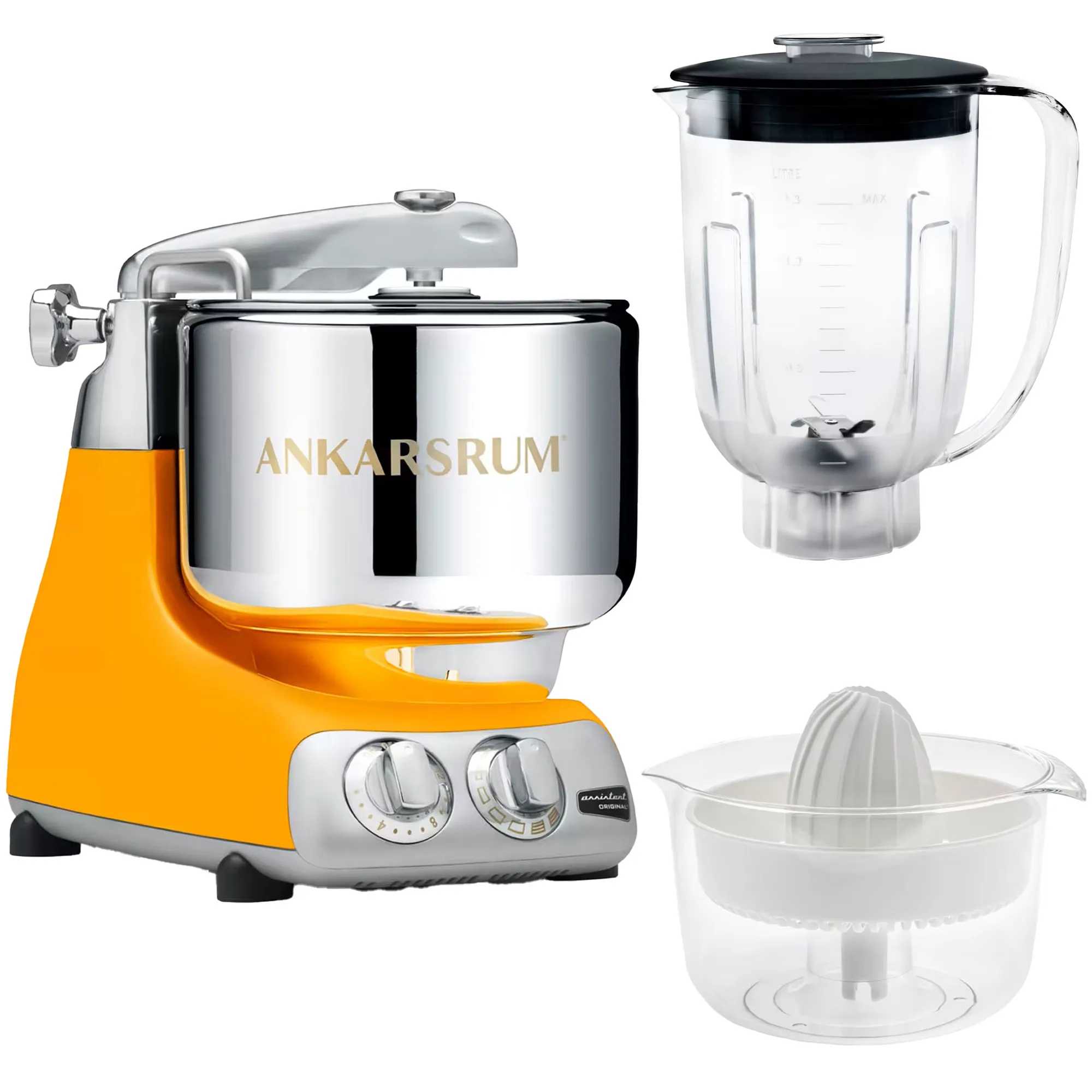 Assistent AKM6230 + mixerkande & citruspresser, sunbeam yellow, Røremaskiner hos HomeNordic