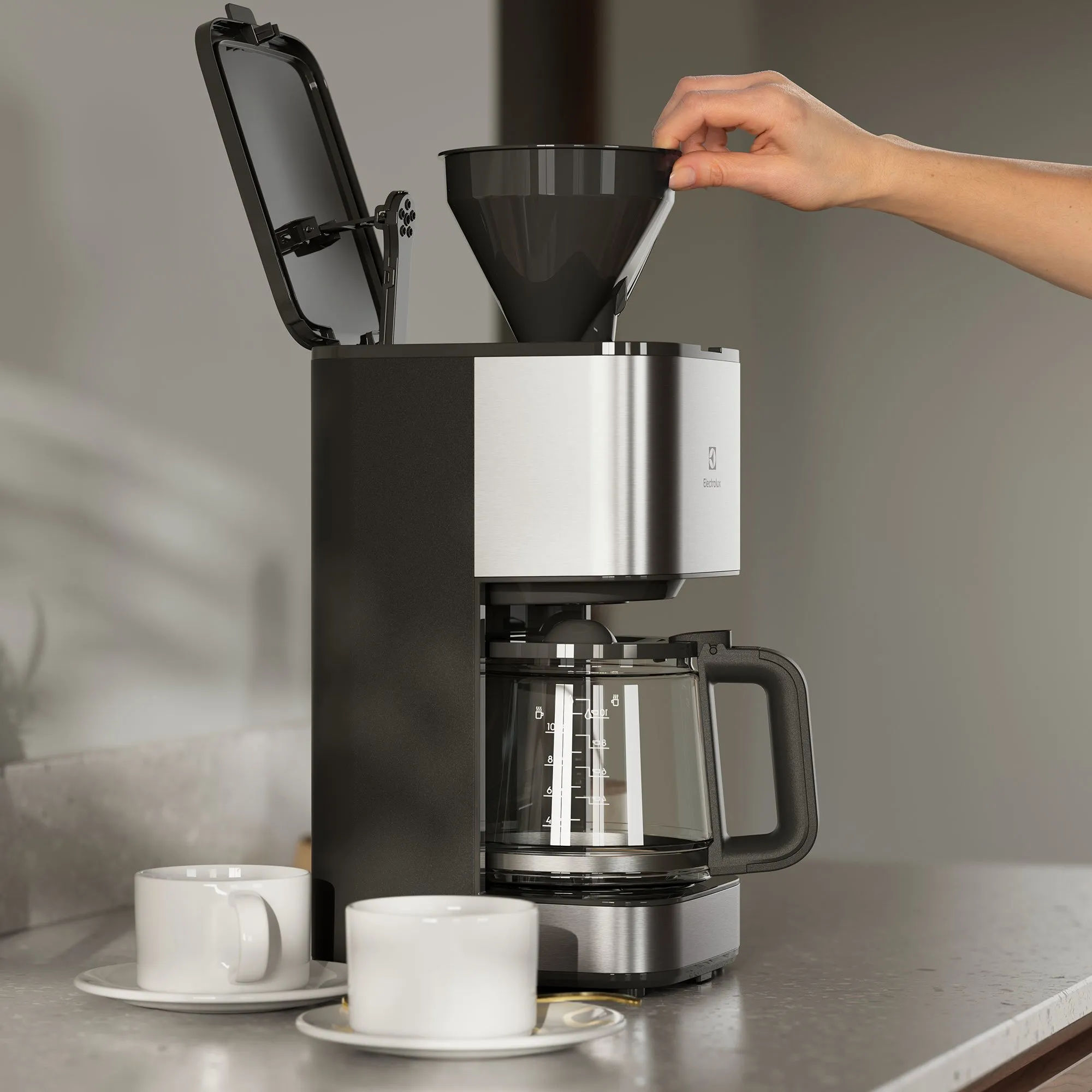 Create 3 E3CM1-3ST kaffemaskine 1,25 liter, rustfri, produktbillede 3 af 4, Kaffemaskiner hos HomeNordic