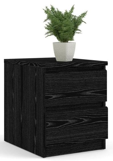 Nibe 40 cm bredt natbord i sort ask med 2 skuffer., Sengeborde hos HomeNordic