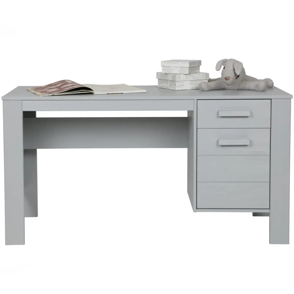 WOOOD - Dennis Skrivebord Fyrretræ Betongrå FSC 74x141x59 cm, produktbillede 12 af 12, Skriveborde hos HomeNordic