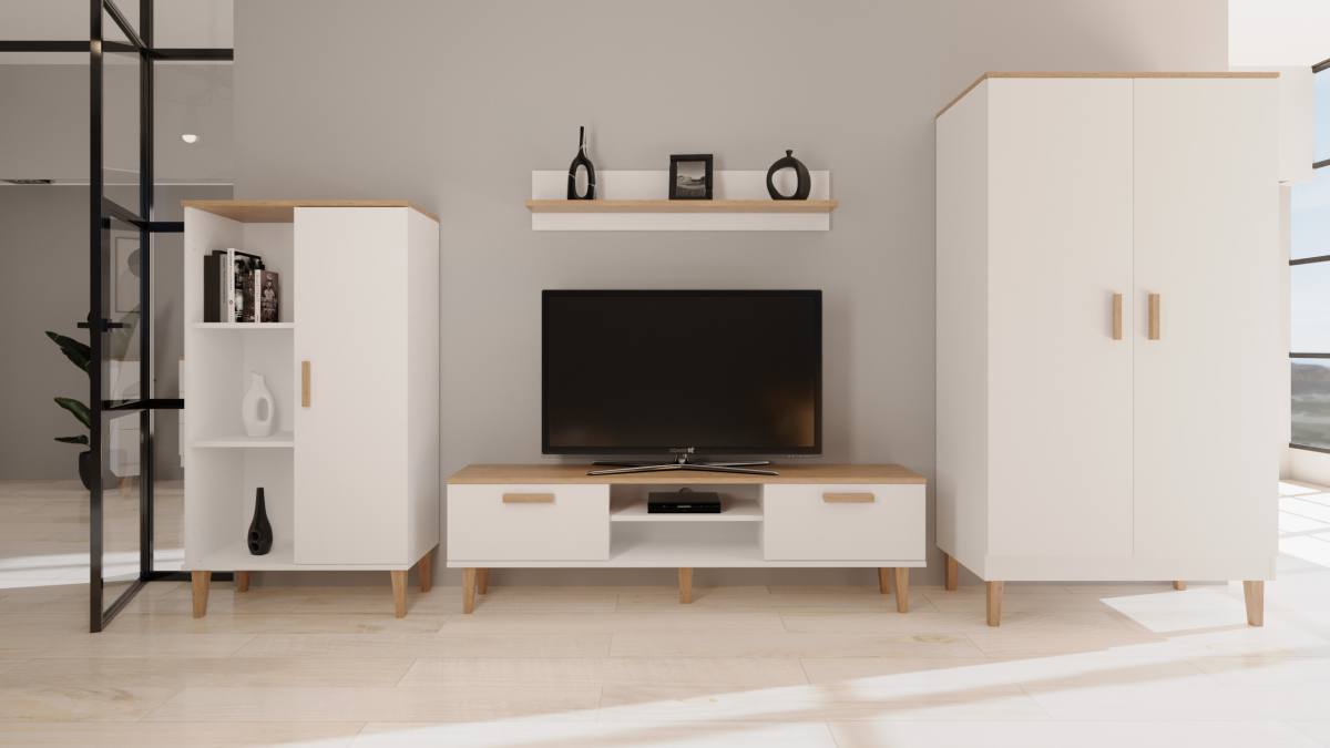 KOCOT Denver TV-bord, m. 2 låger og 1 hylde, produktbillede 3 af 4, TV-borde hos HomeNordic