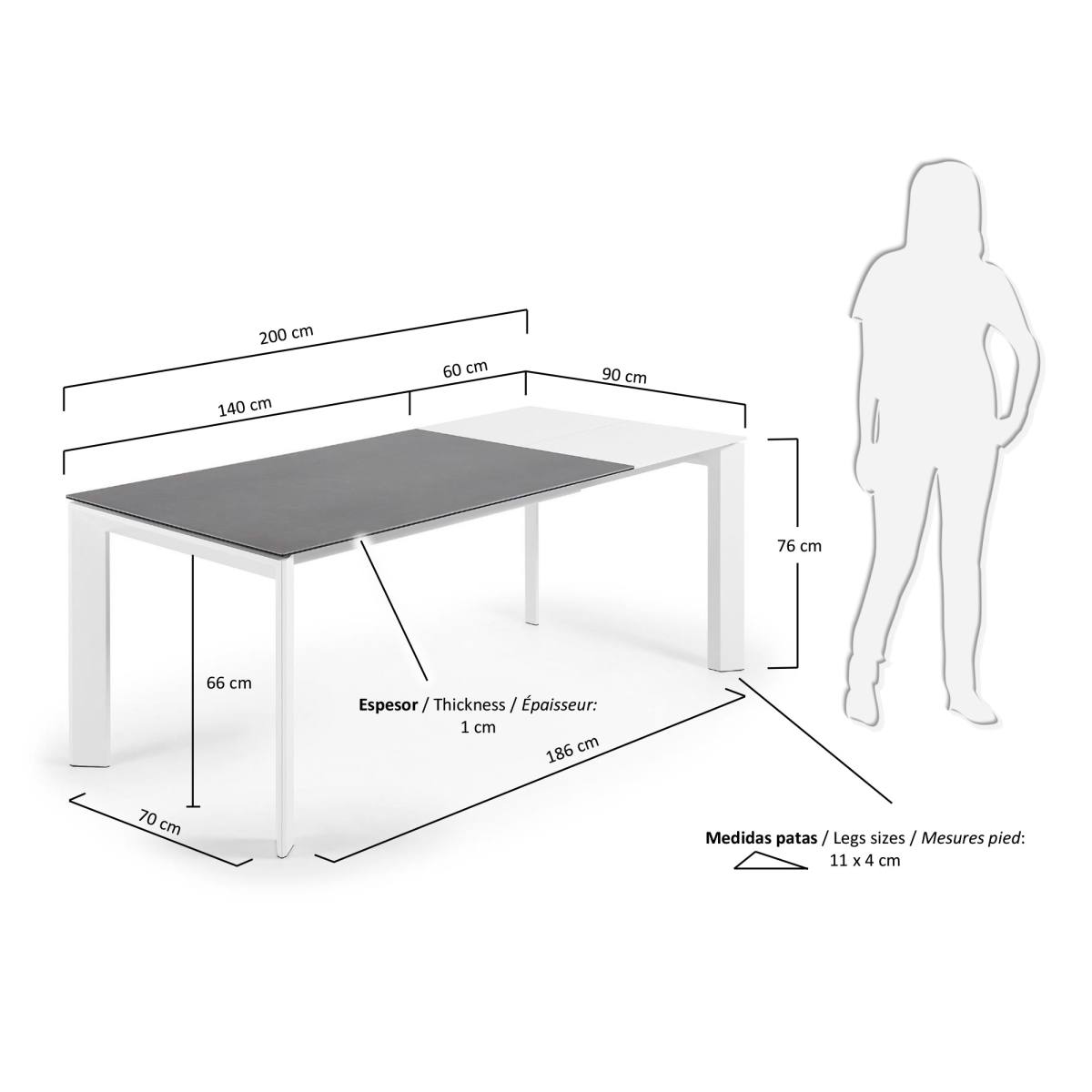 KAVE HOME Axis spisebord, m. butterflybordplade, produktbillede 2 af 6, Spiseborde hos HomeNordic