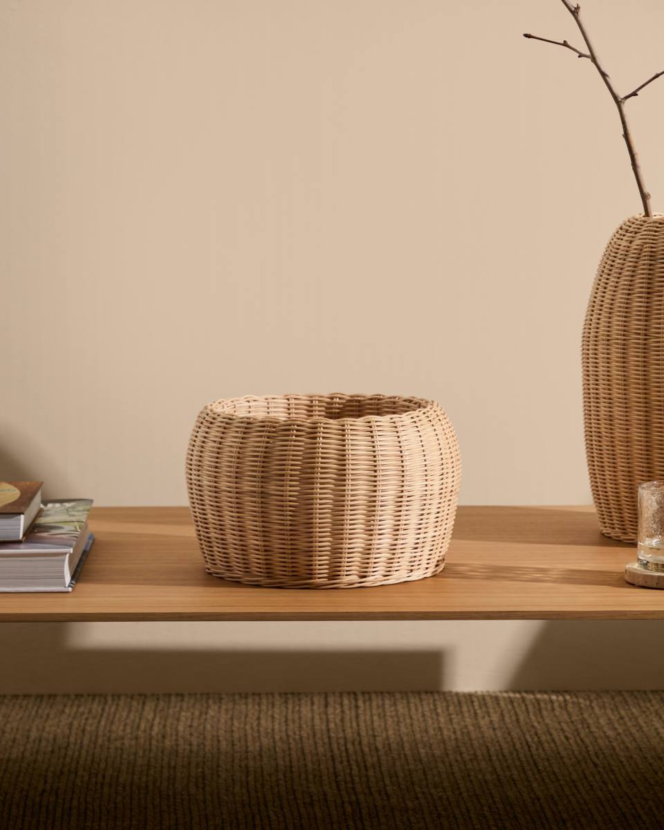 KAVE HOME Zilna vase, rund - natur rattan (H:19cm) – billede 6
