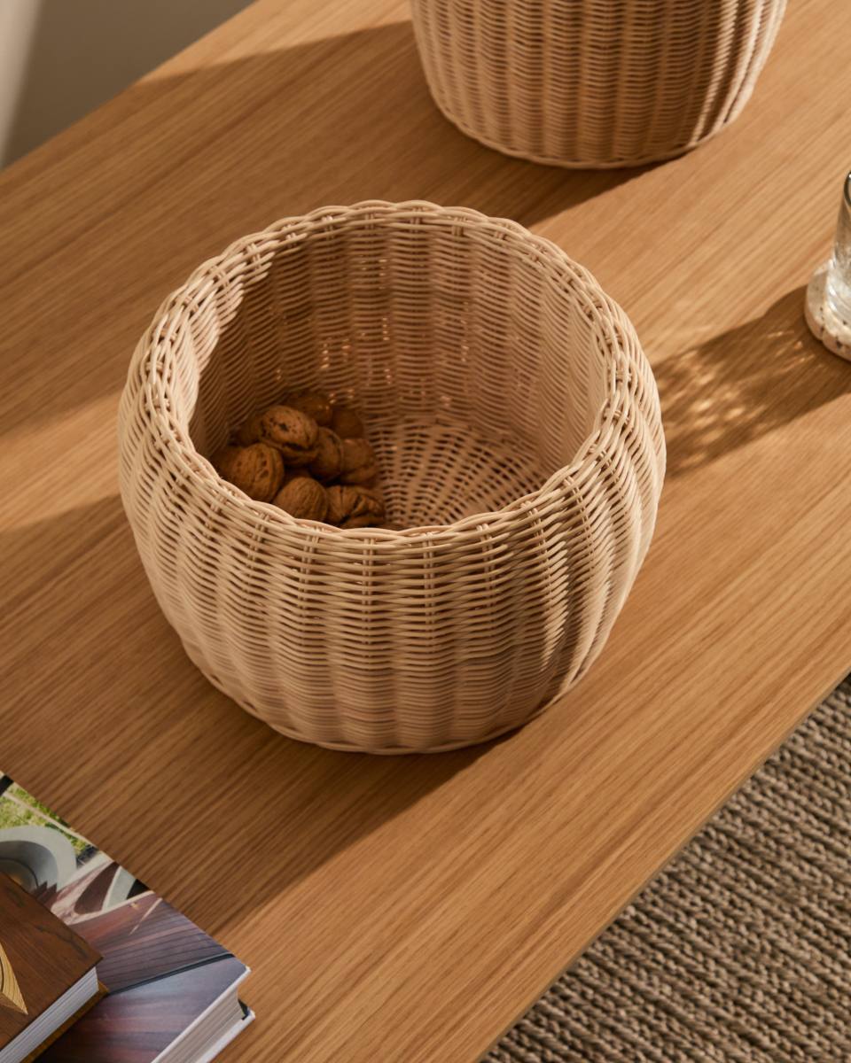 KAVE HOME Zilna vase, rund - natur rattan (H:19cm) – billede 5