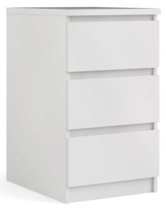Nibe 40 cm smal kommode i hvid højglans med 3 skuffer., Kommoder hos HomeNordic