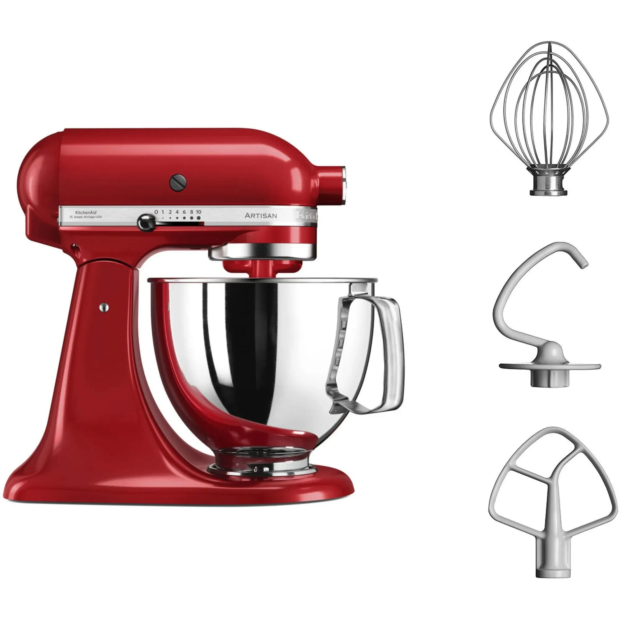 Artisan KSM125EER køkkenmaskine 4,8 liter + 5KSMVSA snitte- og rivejern, produktbillede 3 af 5, Røremaskiner hos HomeNordic
