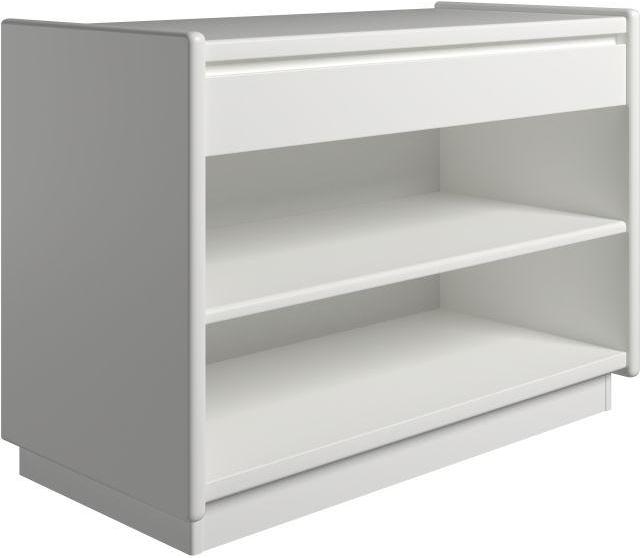 Krone 80 cm bredt hvidlakeret sengebord med 1 skuffe og 1 hylde, Sengeborde hos HomeNordic