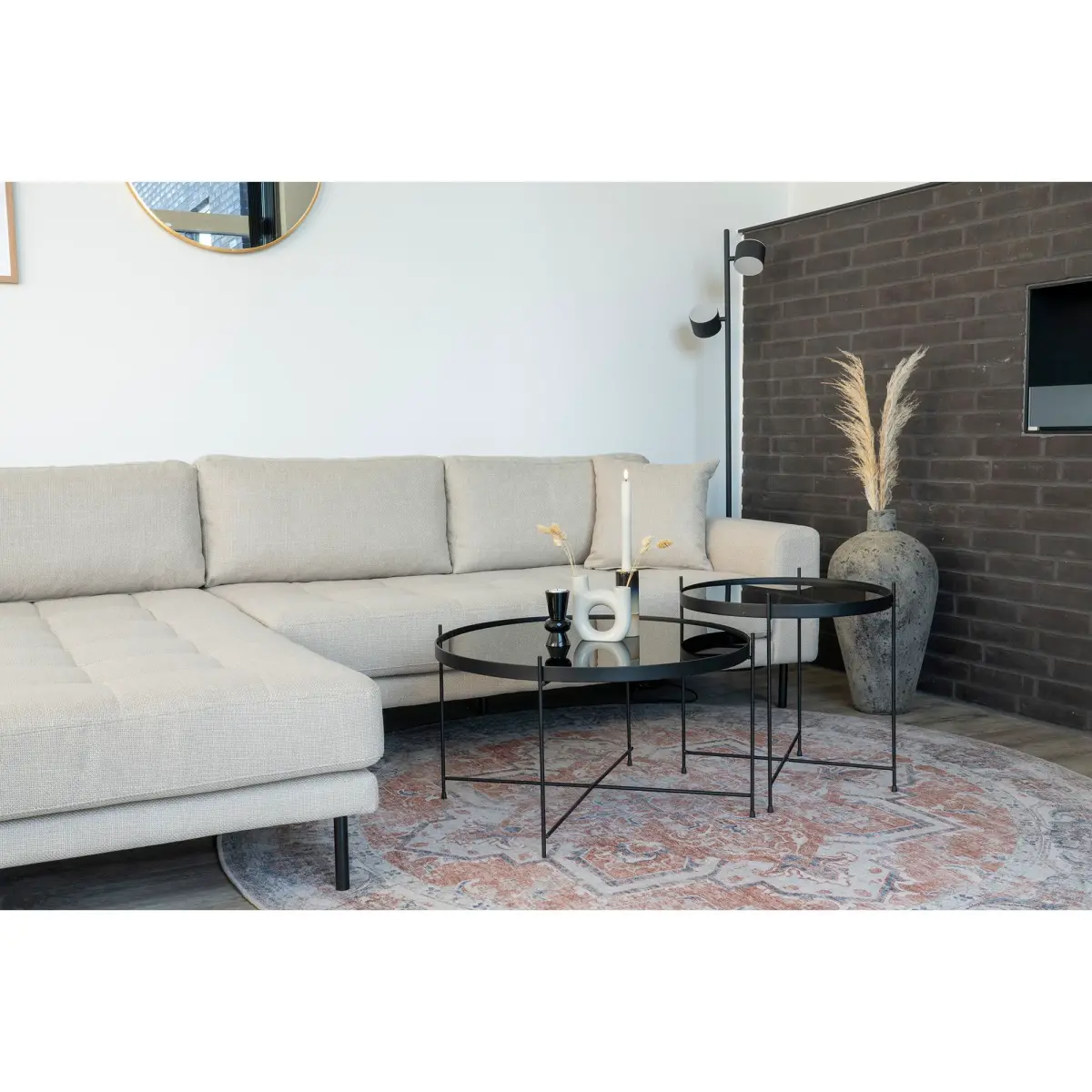 Lido Loungesofa - Loungesofa, Venstrevendt I Beige Med Fire Puder Og Sorte Stål Ben, Hn1025 – billede 7