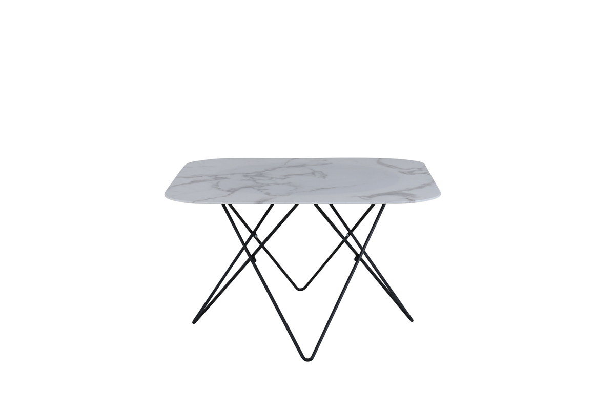 Tubas- Sofabord i hvid marmor glas og sort metal, 80 x 80 cm, produktbillede 2 af 11, Moderne designs hos HomeNordic