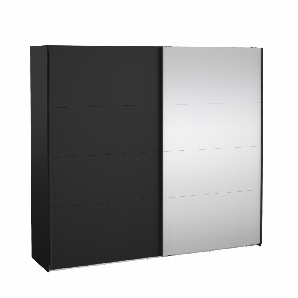 Smart 220x245 cm garderobeskab 1 skydelåge + 1 skydelåge m spejl i mat, Spejle hos HomeNordic
