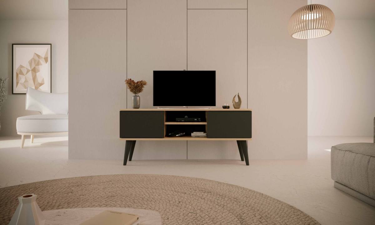 KOCOT RTV Toronto TV-bord, m. 2 låger og 1 hylde, produktbillede 5 af 7, TV-borde hos HomeNordic