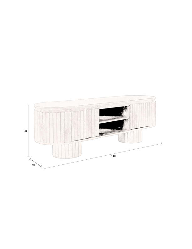 DUTCHBONE Kenji TV-bord, m. 2 låger og 1 hylde, produktbillede 2 af 10, TV-borde hos HomeNordic