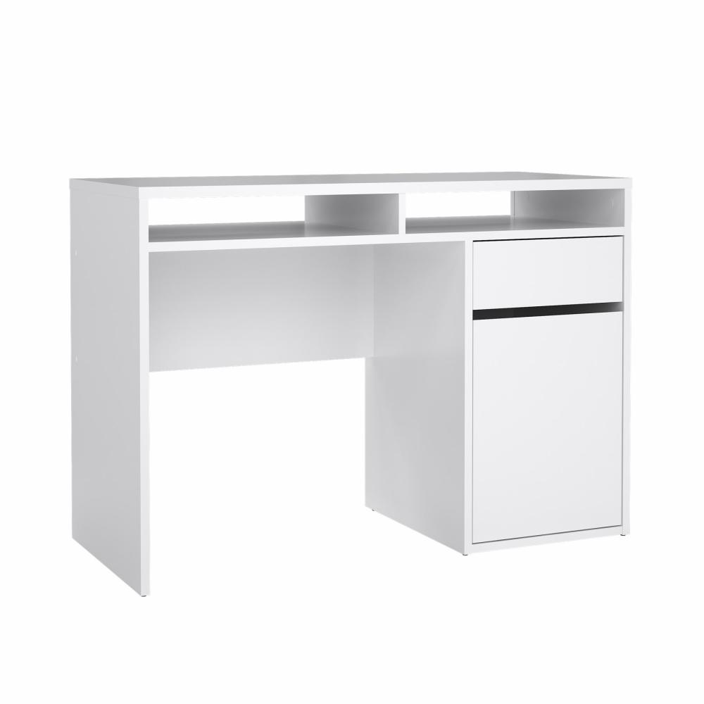 Prestige skrivebord 110 x 48 cm med 1 låge og 1 skuffe i hvid, Skriveborde hos HomeNordic