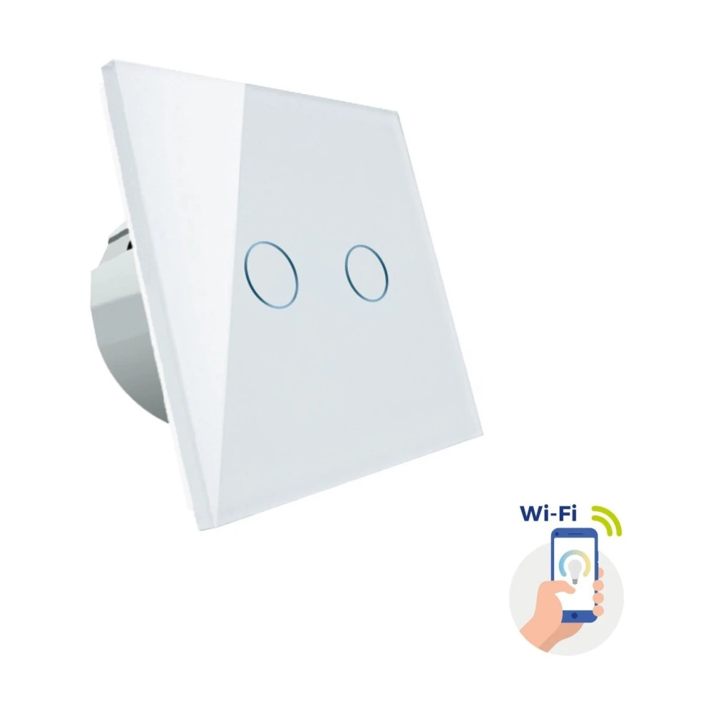 Smart 2-zone WiFi afbryder, Glas hos HomeNordic