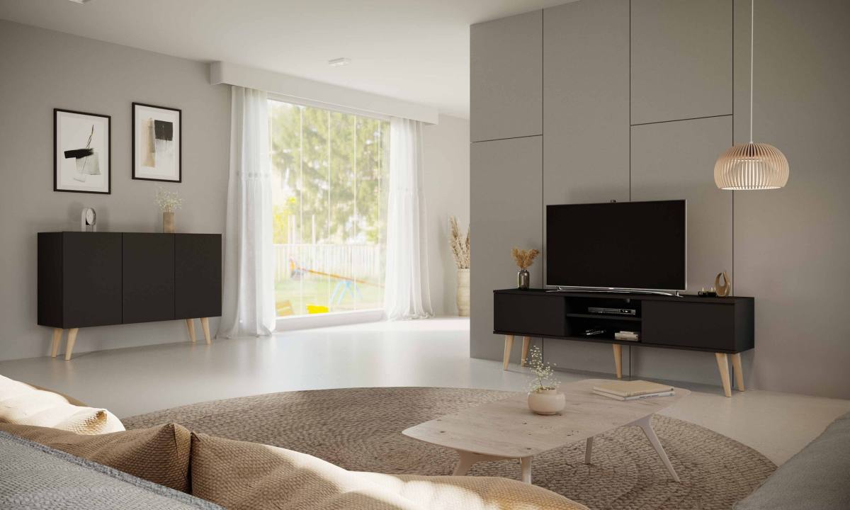 KOCOT RTV Toronto TV-bord, m. 2 låger og 1 hylde, produktbillede 7 af 7, TV-borde hos HomeNordic