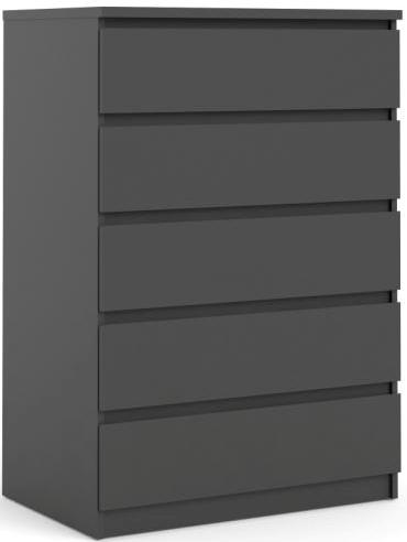 Nibe 75 cm bred kommode mat sort med 5 skuffer., Kommoder hos HomeNordic