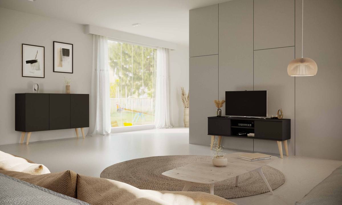 KOCOT RTV Toronto TV-bord, m. 2 låger og 1 hylde, produktbillede 6 af 6, TV-borde hos HomeNordic