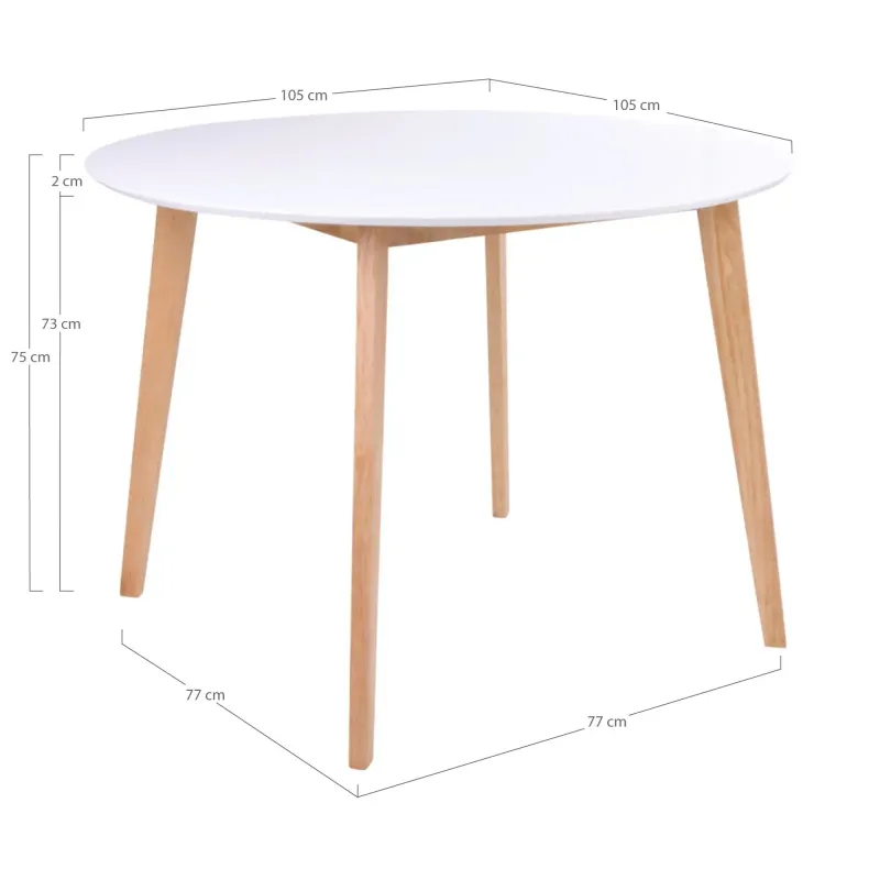 Spisebord i hvid og natur Ø105,h75 cm, produktbillede 6 af 19, Spiseborde hos HomeNordic