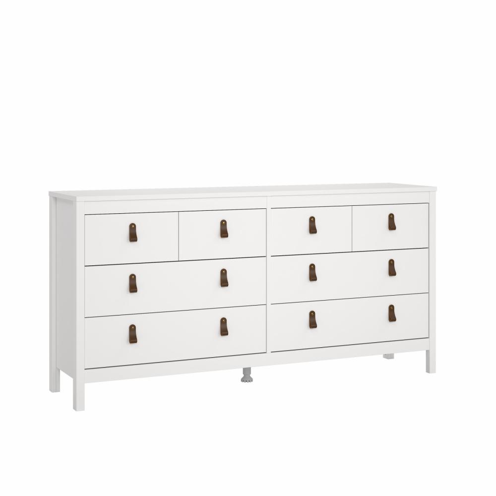 Lund kommode 8 skuffer 160 cm bred fås i flere farver Hvid, Kommoder hos HomeNordic