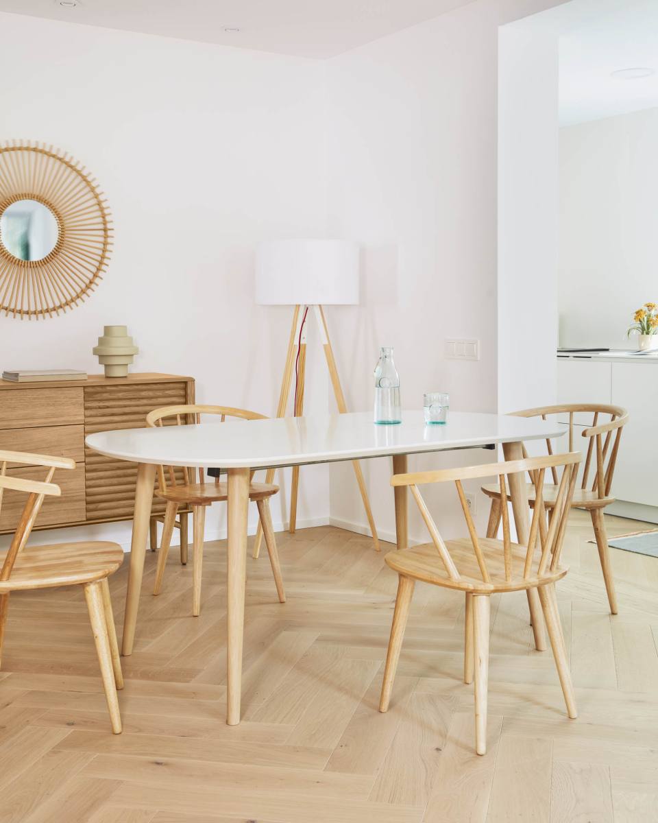 KAVE HOME Oqui spisebord m. tillægsplader, ovalt, hvid MDF 160 (260) x, produktbillede 7 af 8, Spiseborde hos HomeNordic