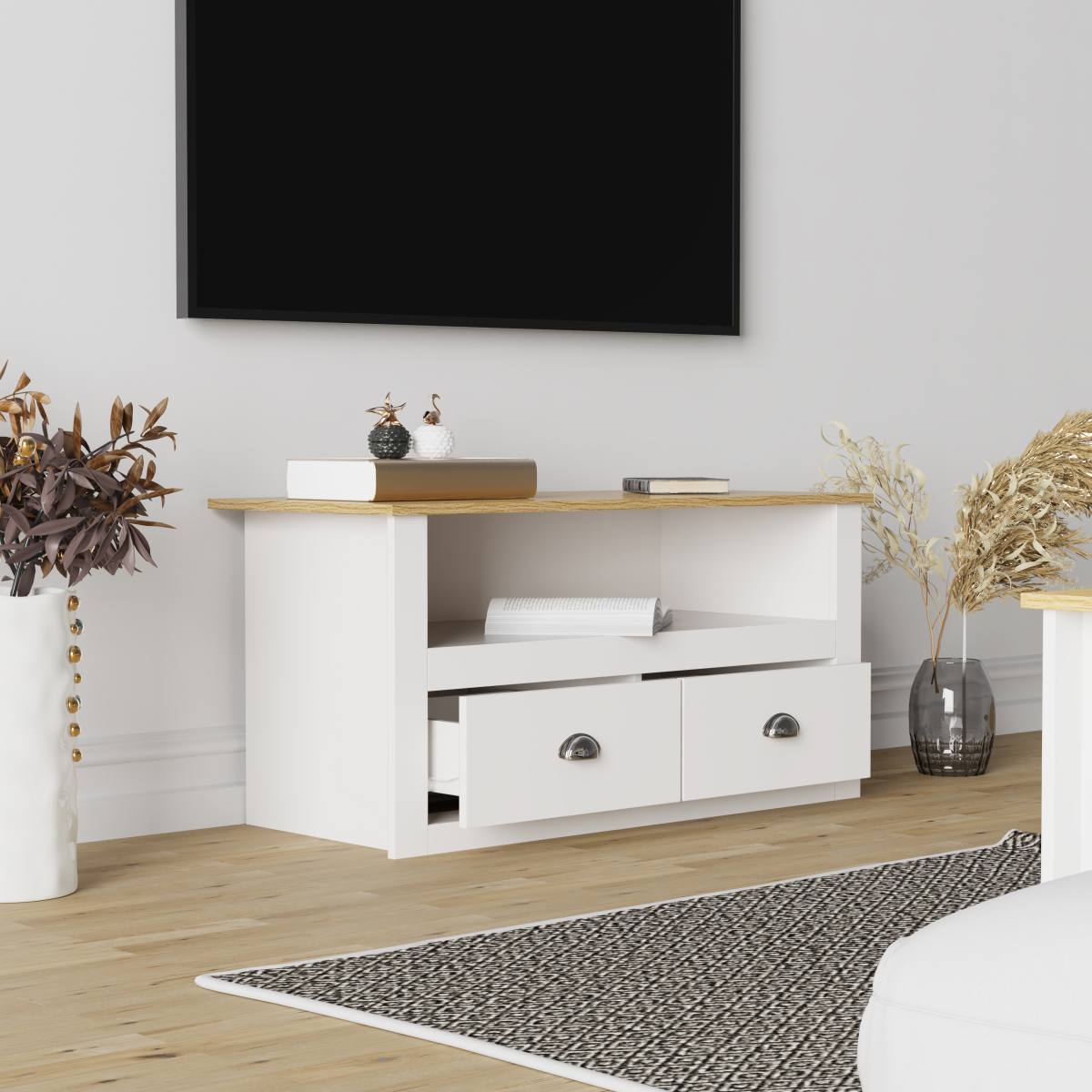 VCM NORDIC Balusa TV-bord, m. 1 åbent rum og 2 skuffer, produktbillede 5 af 5, TV-borde hos HomeNordic