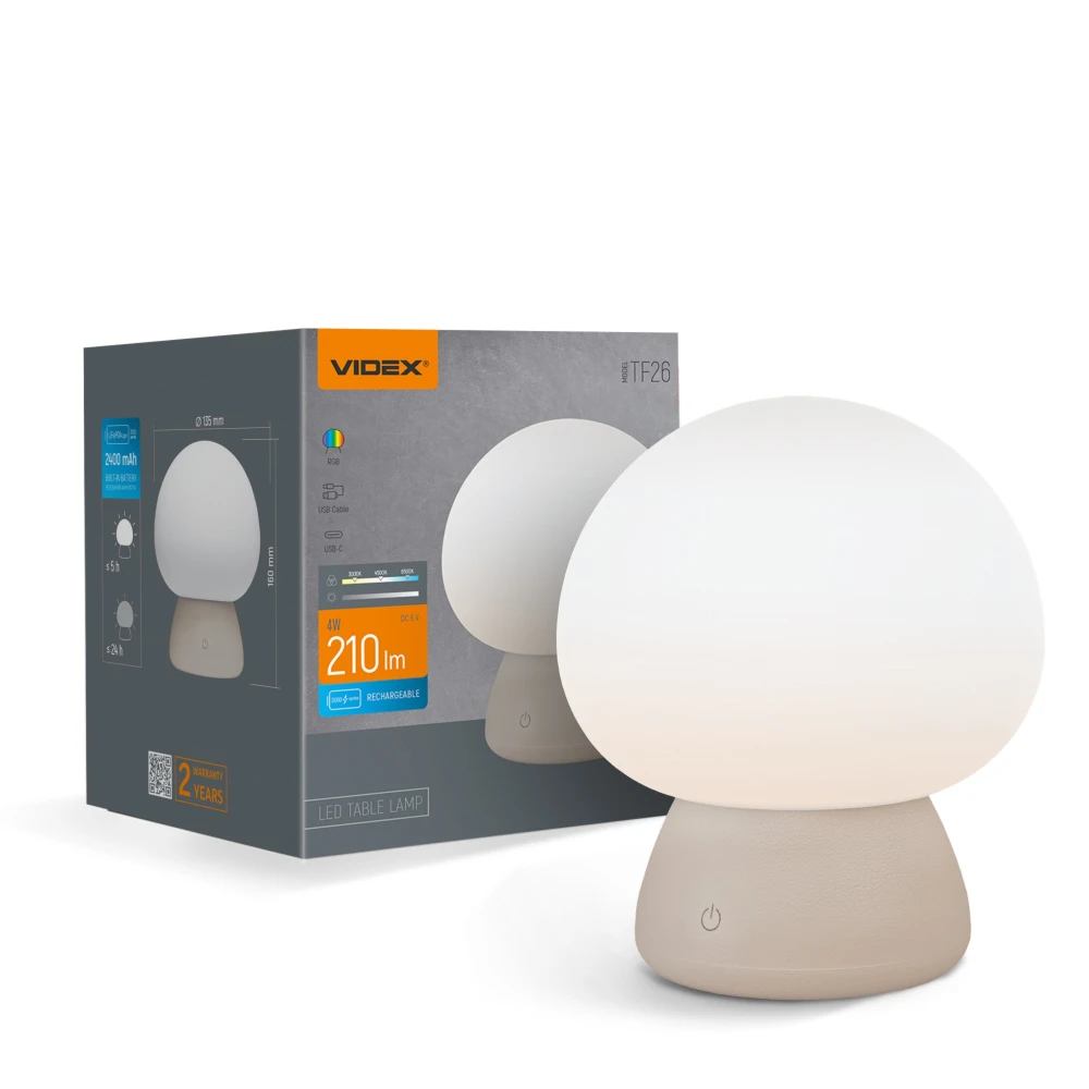 Genopladelig Mushroom LED bordlampe, Bordlamper hos HomeNordic