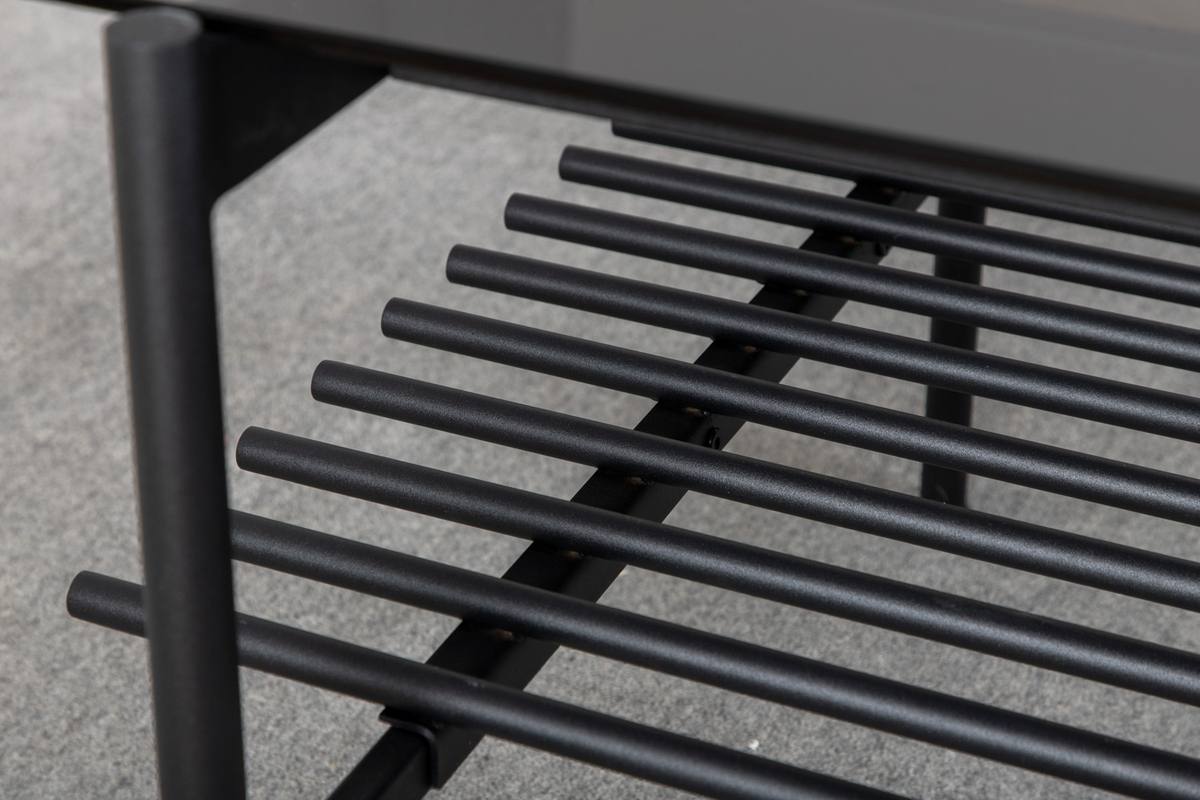 Bodia - Sofabord i røgfarvet glas og sort metal, 60 x 120 cm., produktbillede 7 af 9, Moderne designs hos HomeNordic