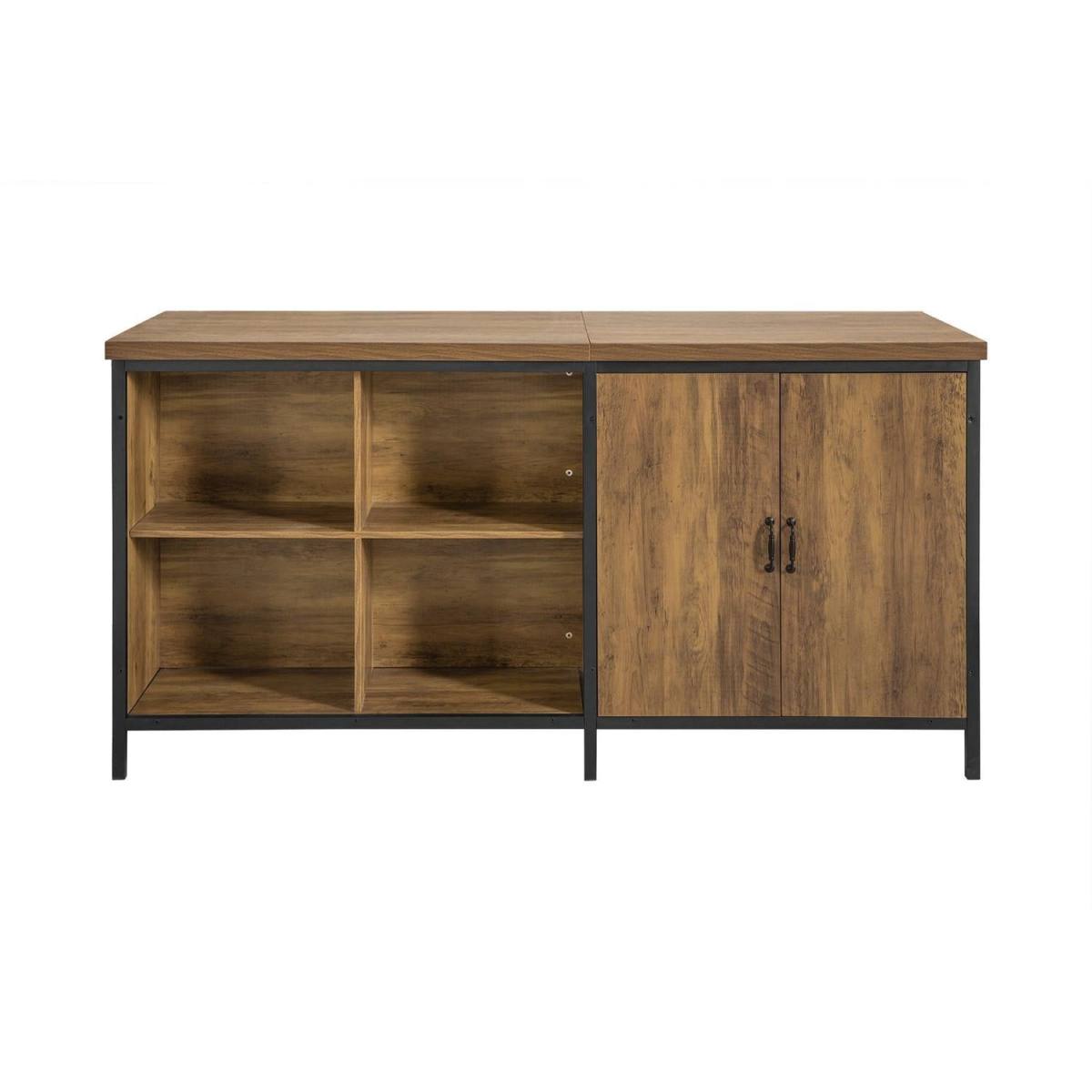 Køkkenø industrielt look, barbord med hylder, brun 170x60x89, Barborde hos HomeNordic