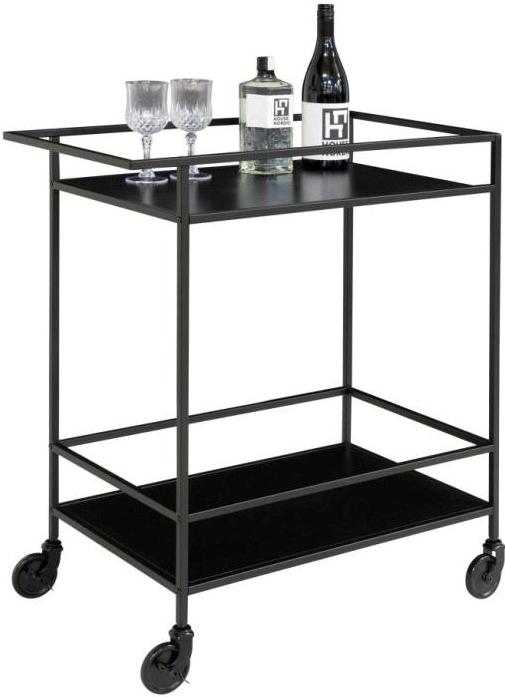 Valencia 68 cm barvogn i sort metalstel og med 2 hylder., Sofaborde hos HomeNordic