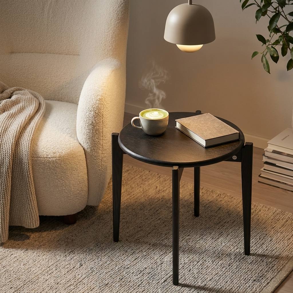 Swish, Rundt sofabord i massiv eg, og fem forskellige finish. Ø 51 x, Nordisk design hos HomeNordic