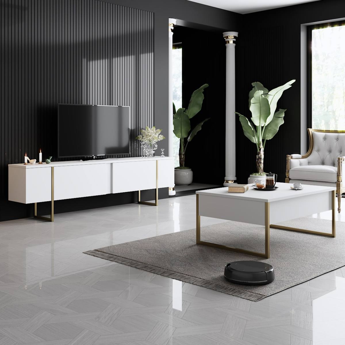 NORDVÄRK Luxe TV-bord, m. låger, produktbillede 6 af 6, TV-borde hos HomeNordic