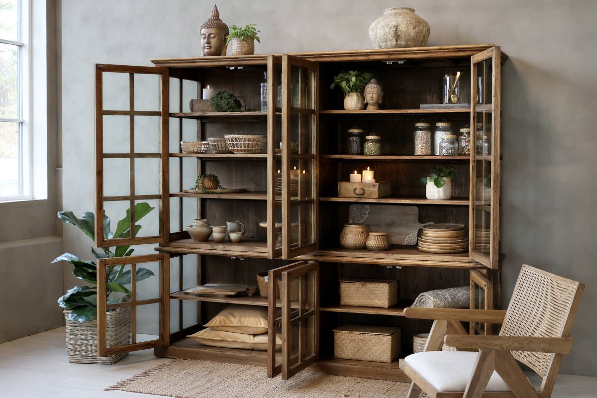 CHIC ANTIQUE MARSEILLE VITRINESKAB M/8 LÅGER GENBRUGSTRÆ, produktbillede 4 af 11, Vitrineskabe hos HomeNordic