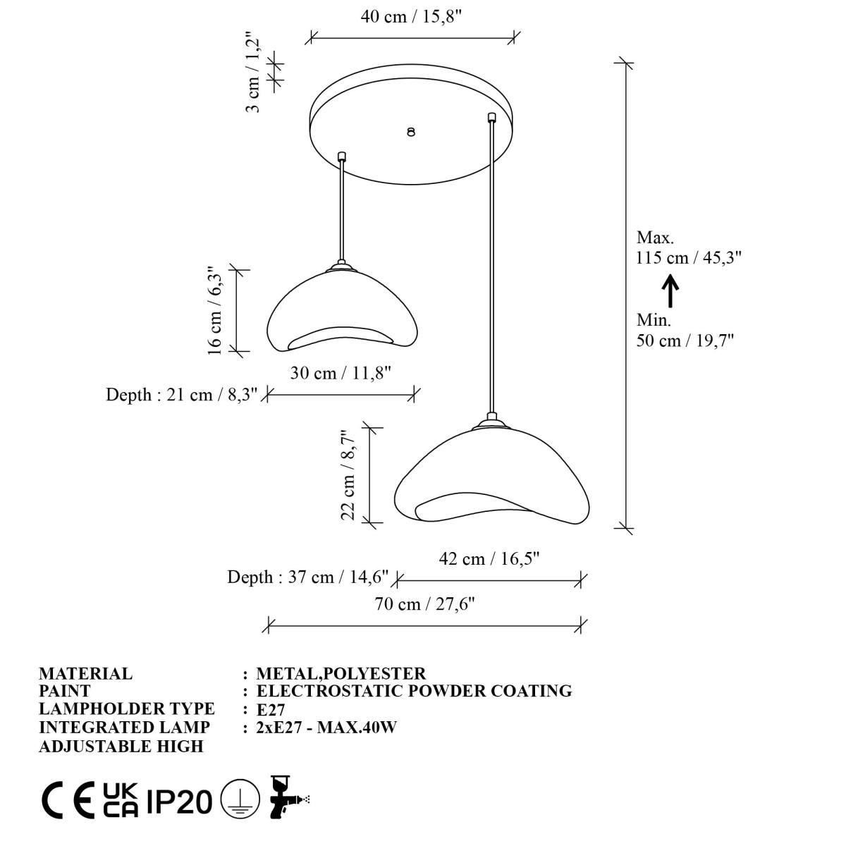 NORDVÄRK Luna-30-40-T-Nua loftlampe, produktbillede 2 af 6, Loftlamper hos HomeNordic