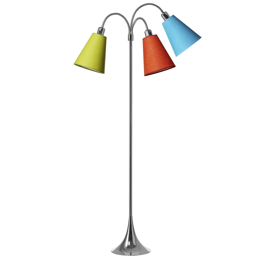 Trafik Gulvlampe E27 i Krom Med Orange/Turkis/Lime, Gulvlamper hos HomeNordic