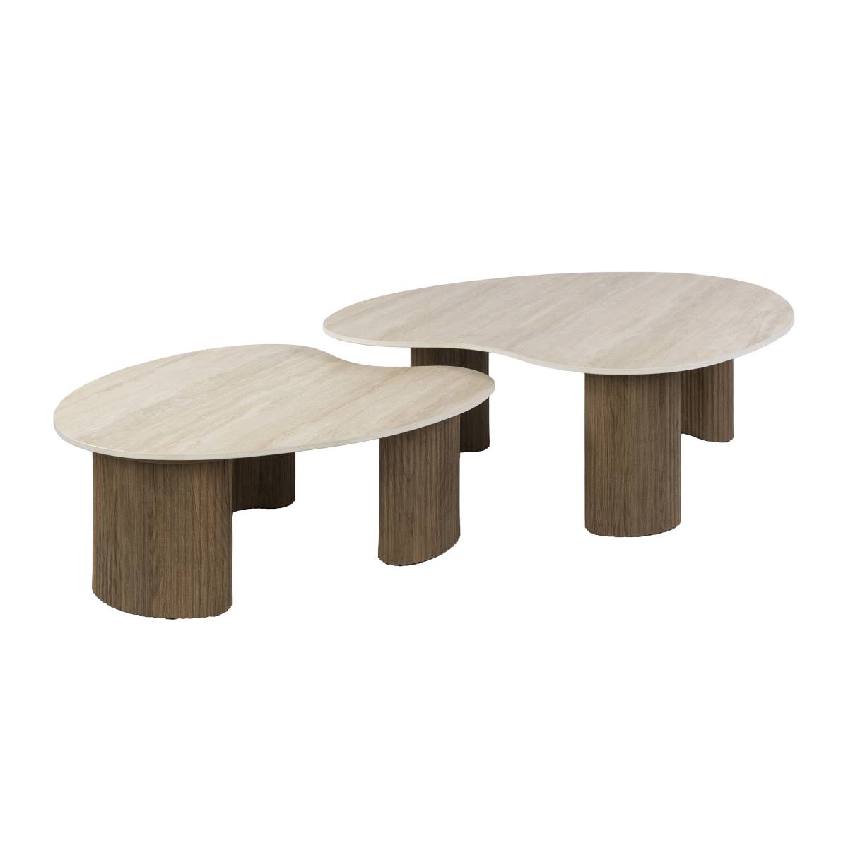 Katla - Sofabordssæt i travertin og eg, produktbillede 2 af 7, Moderne designs hos HomeNordic