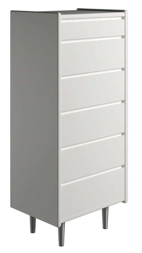 Krone kommode 50 cm bred med 6 skuffer hvidlakeret, Kommoder hos HomeNordic