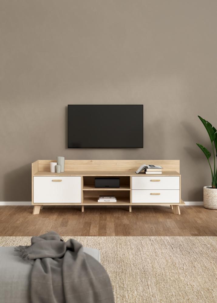 TVILUM Ikast TV-møbel med 1 låge + 2 skuffer, Jackson Hickory/Hvid, produktbillede 10 af 11, TV-borde hos HomeNordic