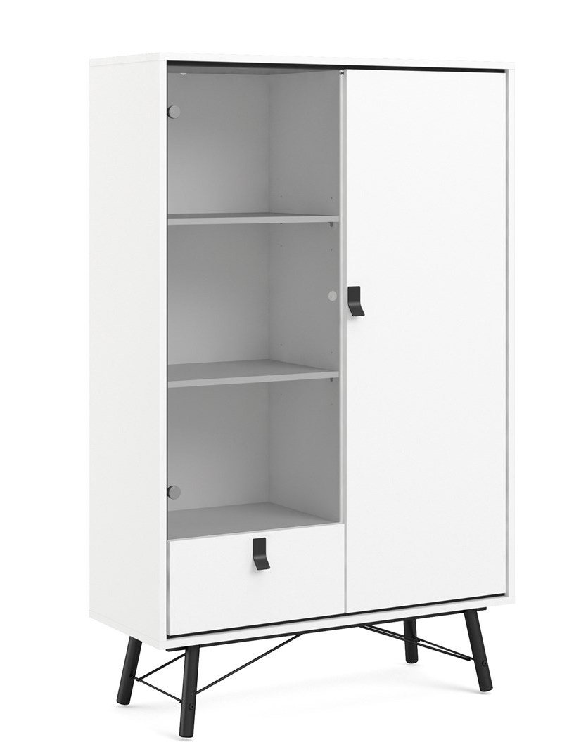 Sorø Vitrine mathvid 100 cm med 2 skabe og skuffe, Vitrineskabe hos HomeNordic