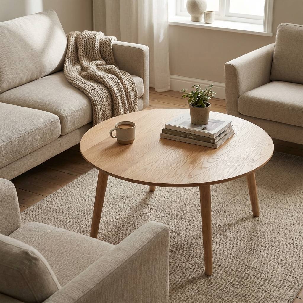 CT 10 - sofabord i massiv eg, ø 90 cm, Nordisk design hos HomeNordic