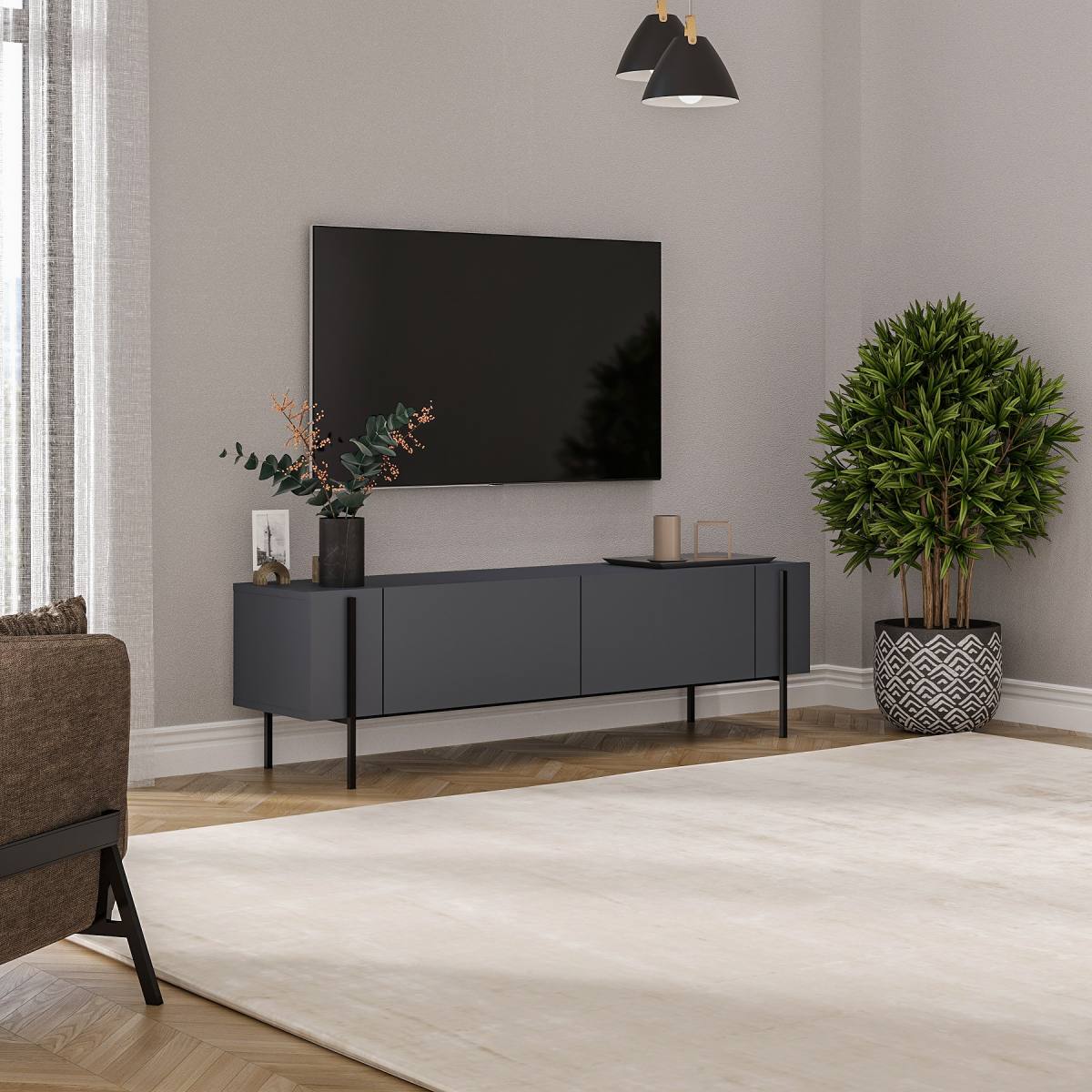 NORDVÄRK Herman TV-bord, m. 2 låger, produktbillede 8 af 8, TV-borde hos HomeNordic