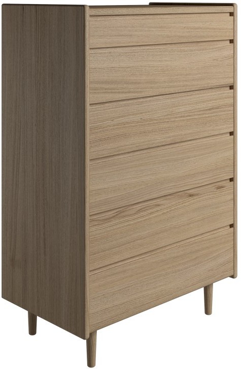 Krone 80 cm bred kommode med 6 skuffer i olieret egefiner, Kommoder hos HomeNordic