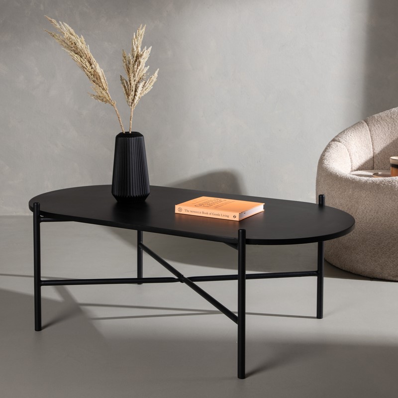 Pebber - Sofabord i sort metal og malet MDF plade, Moderne designs hos HomeNordic