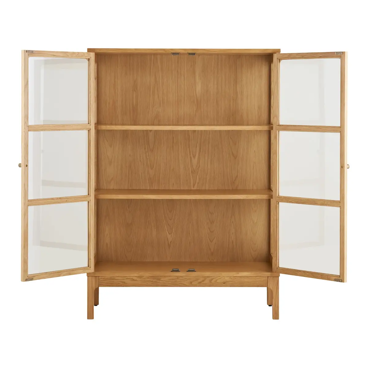 Zamora Vitrineskab - Vitrineskab, 2 Glaslåger, 2 Hylder, Eg/Egefiner/Hærdet Glas, Natur 40X90X126 Cm – billede 3