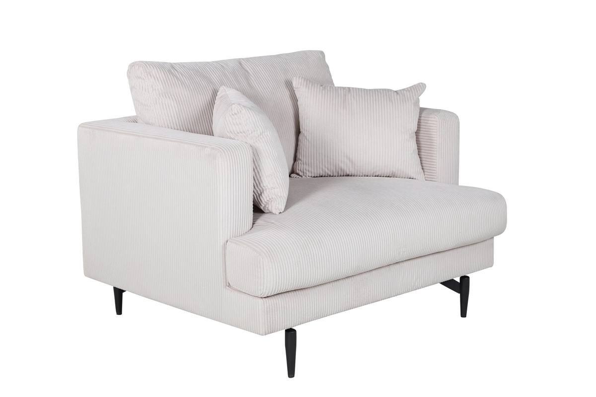 Warden - Lænestol i beige polyester fløjl, produktbillede 2 af 15, Lænestole hos HomeNordic