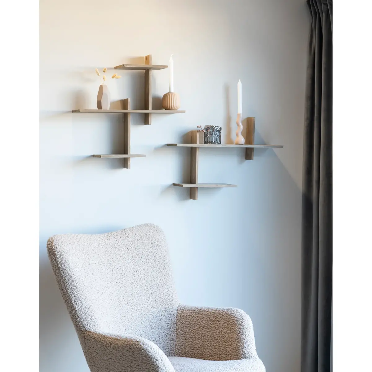 Gavi Hylde - Væghylde, Fyrretræ  55X15X55 Cm – billede 2