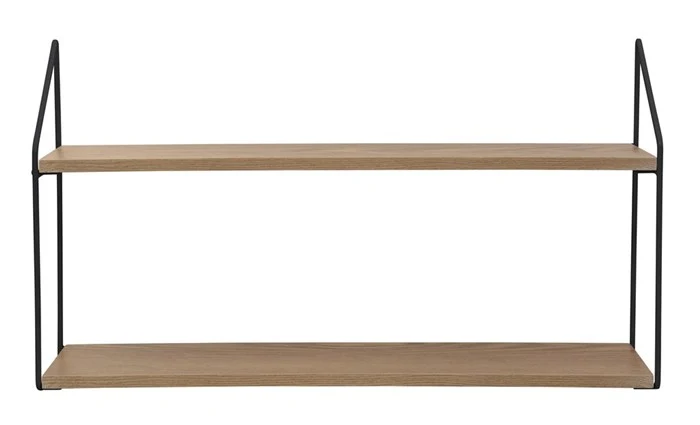 Day - Væghylde 2 hylder i sort/træ 60x33x15 cm, produktbillede 2 af 3 hos HomeNordic