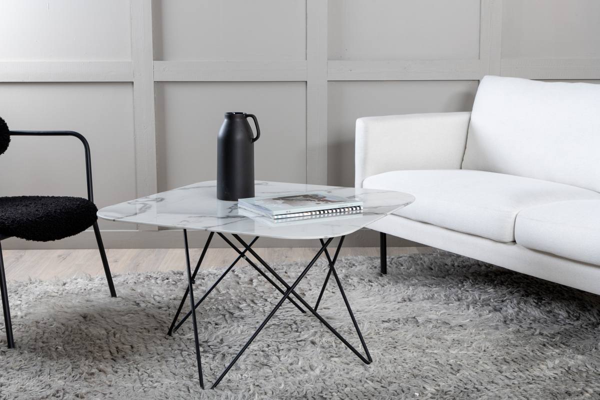 Tubas- Sofabord i hvid marmor glas og sort metal, 80 x 80 cm, produktbillede 4 af 11, Moderne designs hos HomeNordic
