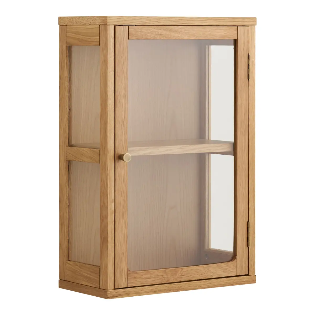 Zamora Væghængt Vitrine - Væghængt Vitrine, Eg/Egefiner/Hærdet Glas, Natur 20X40X60 Cm – billede 2