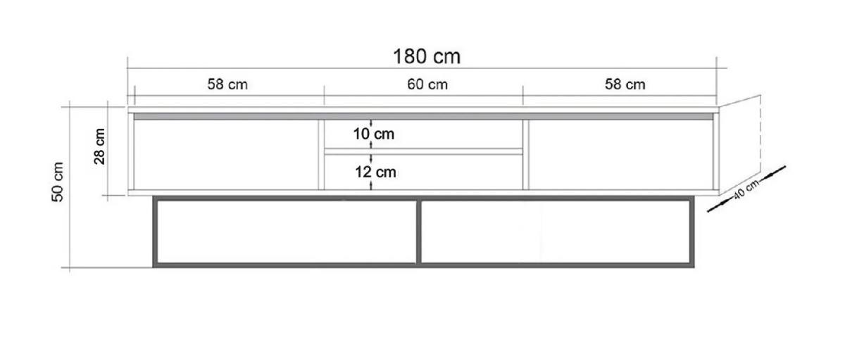 NORDVÄRK Rodez TV-bord, m. 1 hylde og 2 skuffer, produktbillede 2 af 6, TV-borde hos HomeNordic